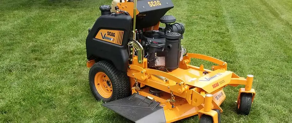 The scag standing mower is a valued piece of equipment that we use to mow the properties of our Carmel customers.